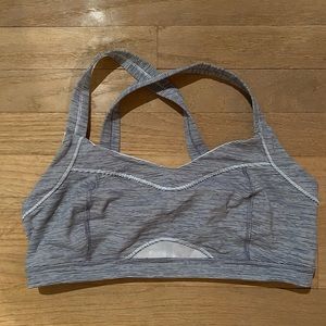 Lululemon Grey Stripe Crossback Sports Bra